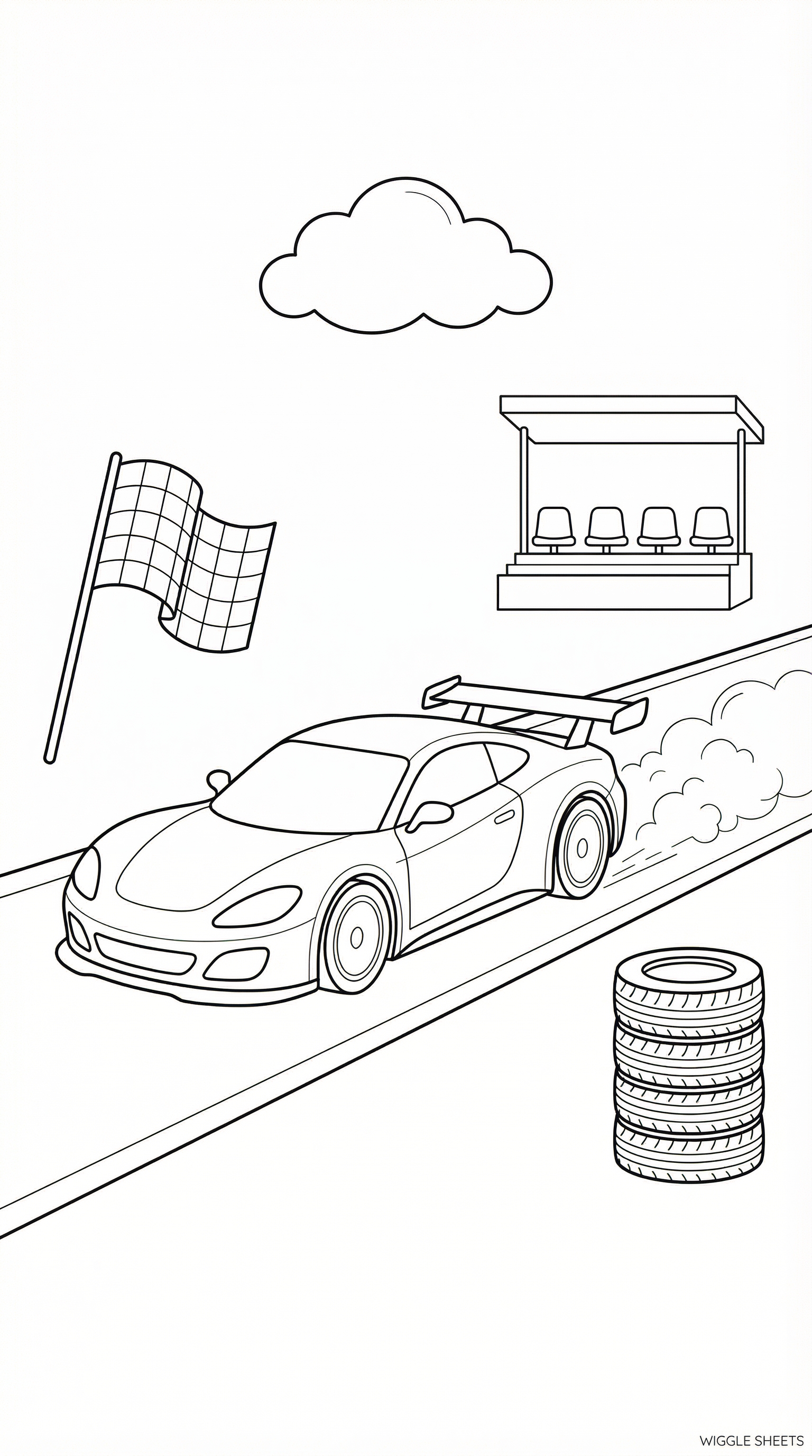Turbo Race Car Coloring Page